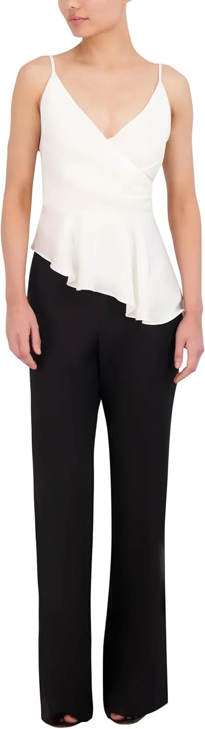 BCBGMAXAZRIA Women's Sleeveless Surplice Neck Peplum Top