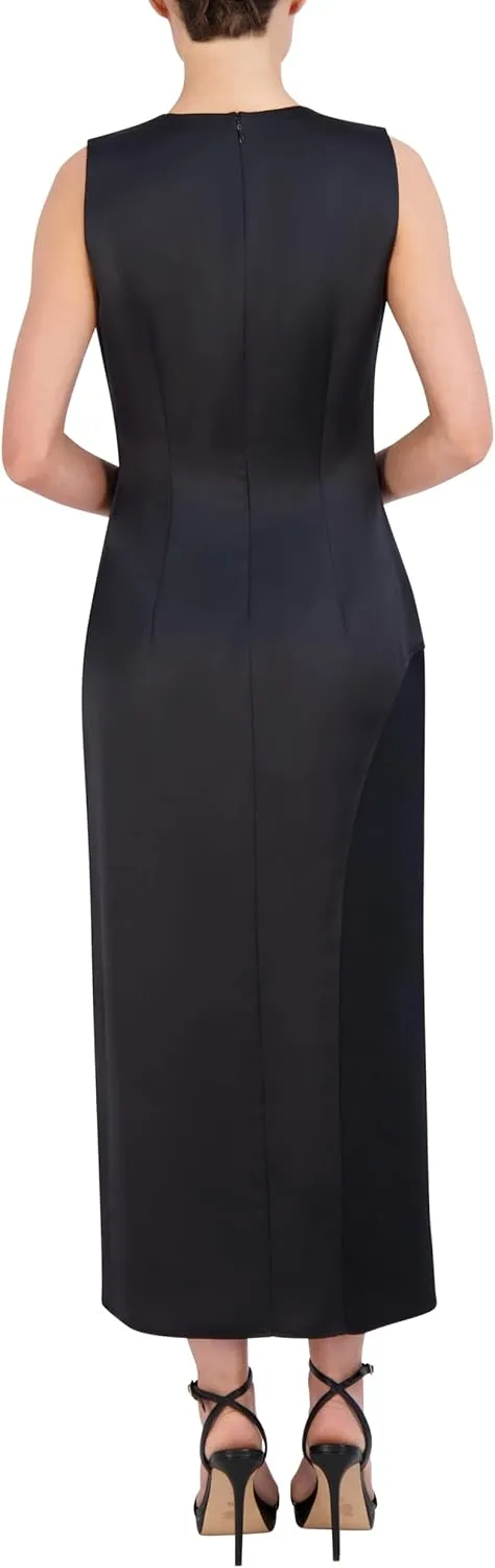 BCBGMAXAZRIA Women's Sleeveless Surplice Neck Satin Maxi Dress