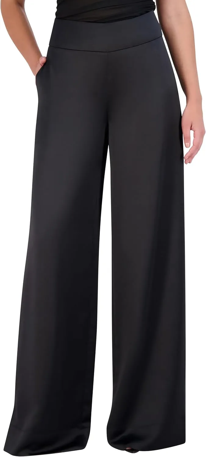BCBGMAXAZRIA Women's Wide Leg Satin Pants