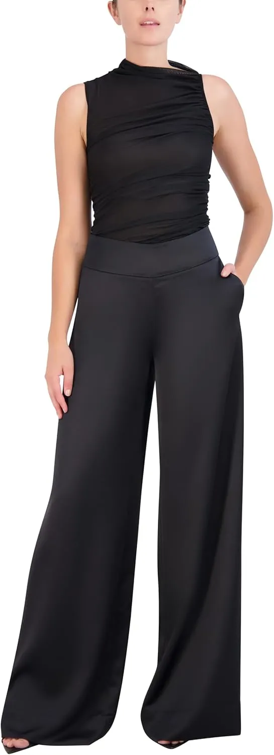 BCBGMAXAZRIA Women's Wide Leg Satin Pants