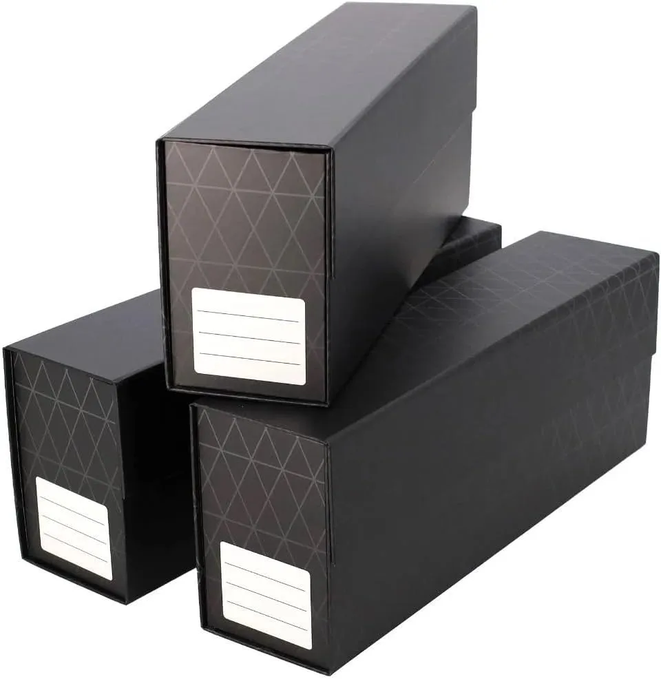 BCW QuickFold Card Boxes for Graded Cards - Black | Magnetic Closure Card Storage Box | Holds 50 Slabs for Graded Cards Each | Compatible with PSA, BGS, SGC | Easy to Assemble (3 Pack)
