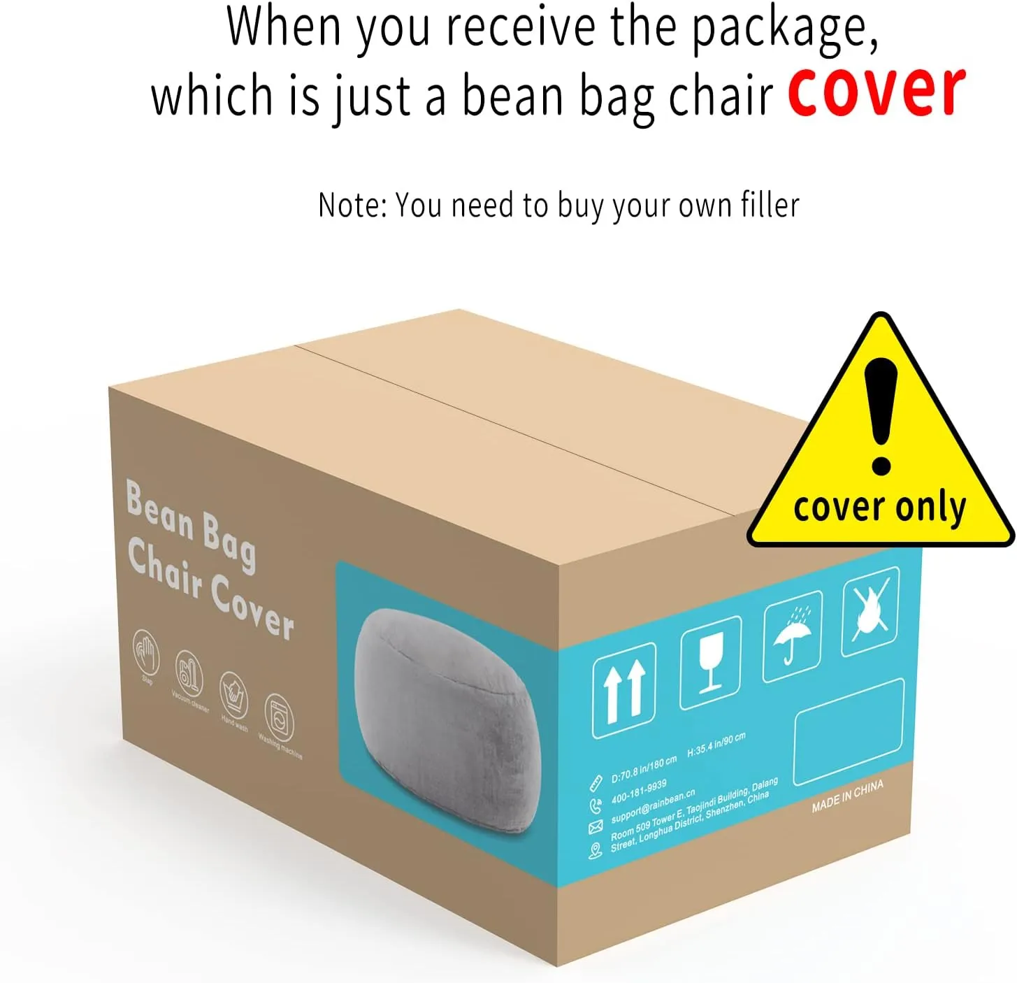 Bean Bag Chair Cover Without Filler,Big Round Soft Fluffy PV Velvet Washable Bean Bag Lazy Sofa Bed Cover for Adults,Living Room Bedroom Furniture Outside,6ft dark grey(No Filler)