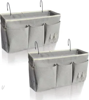 Bedside Caddy, Bedside Hanging Storage Organizer forBunk and Hospital Beds,College Dorm Bed，Can be Placed Glasses Books Mobile Phones (Grey 2)