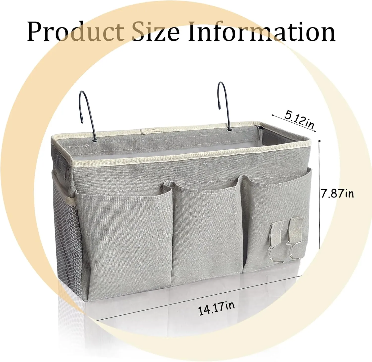 Bedside Caddy, Bedside Hanging Storage Organizer forBunk and Hospital Beds,College Dorm Bed，Can be Placed Glasses Books Mobile Phones (Grey 2)