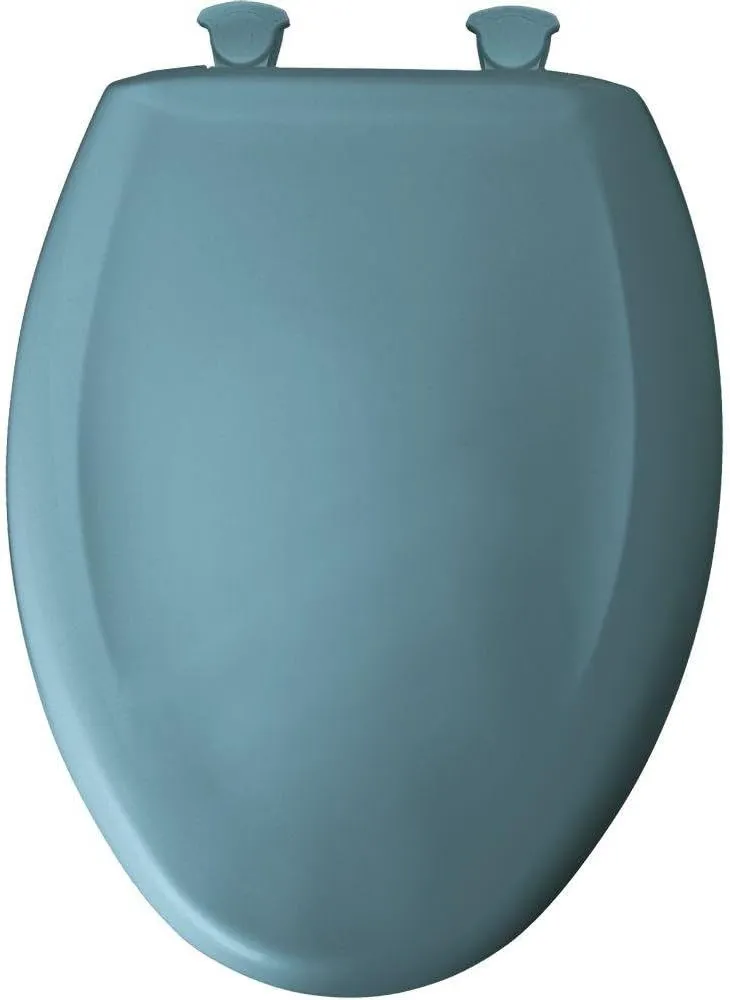 Bemis 1200SLOWT 064 Elongated Closed Front Plastic Toilet Seat with Cover, Easy Clean , Regency Blue