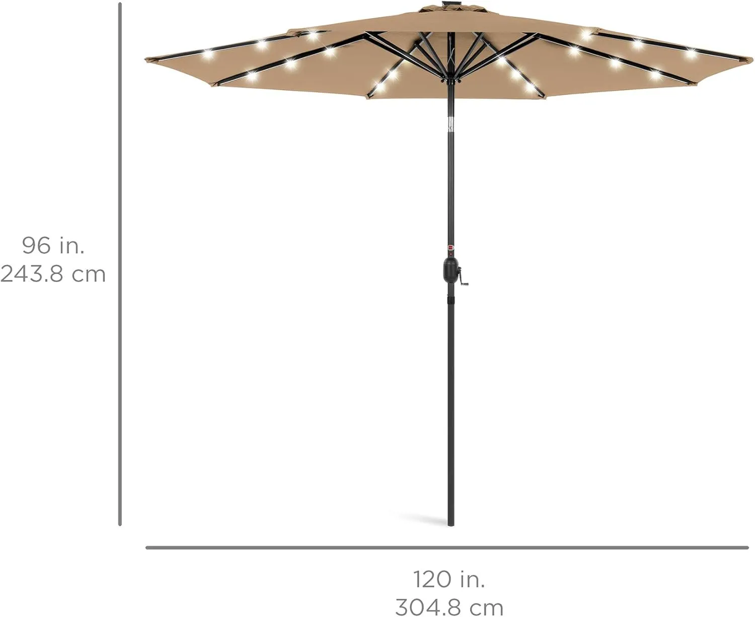 Best Choice Products 10ft Solar Polyester LED Lighted Patio Umbrella w/Tilt Adjustment and UV-Resistant Fabric - Tan