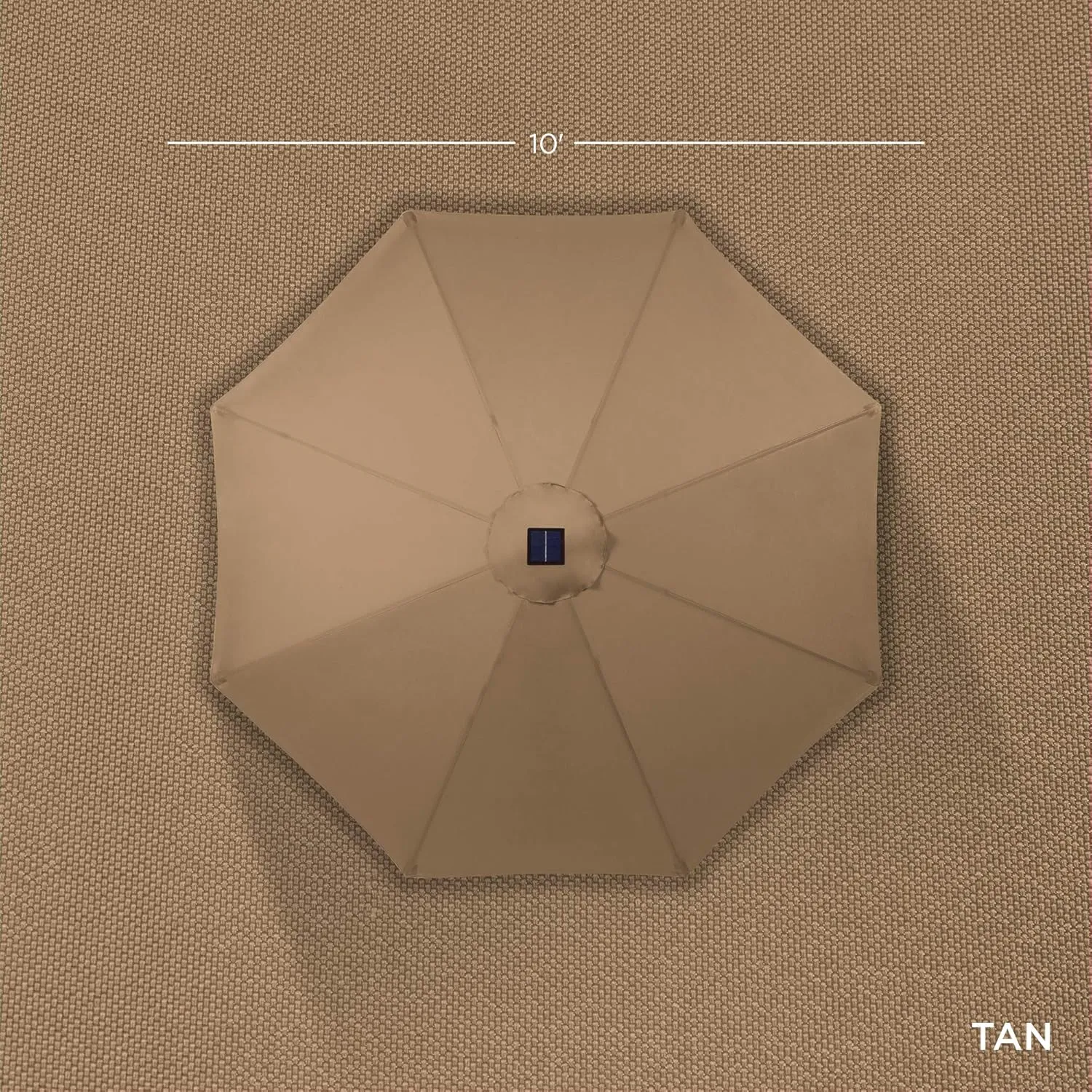 Best Choice Products 10ft Solar Polyester LED Lighted Patio Umbrella w/Tilt Adjustment and UV-Resistant Fabric - Tan