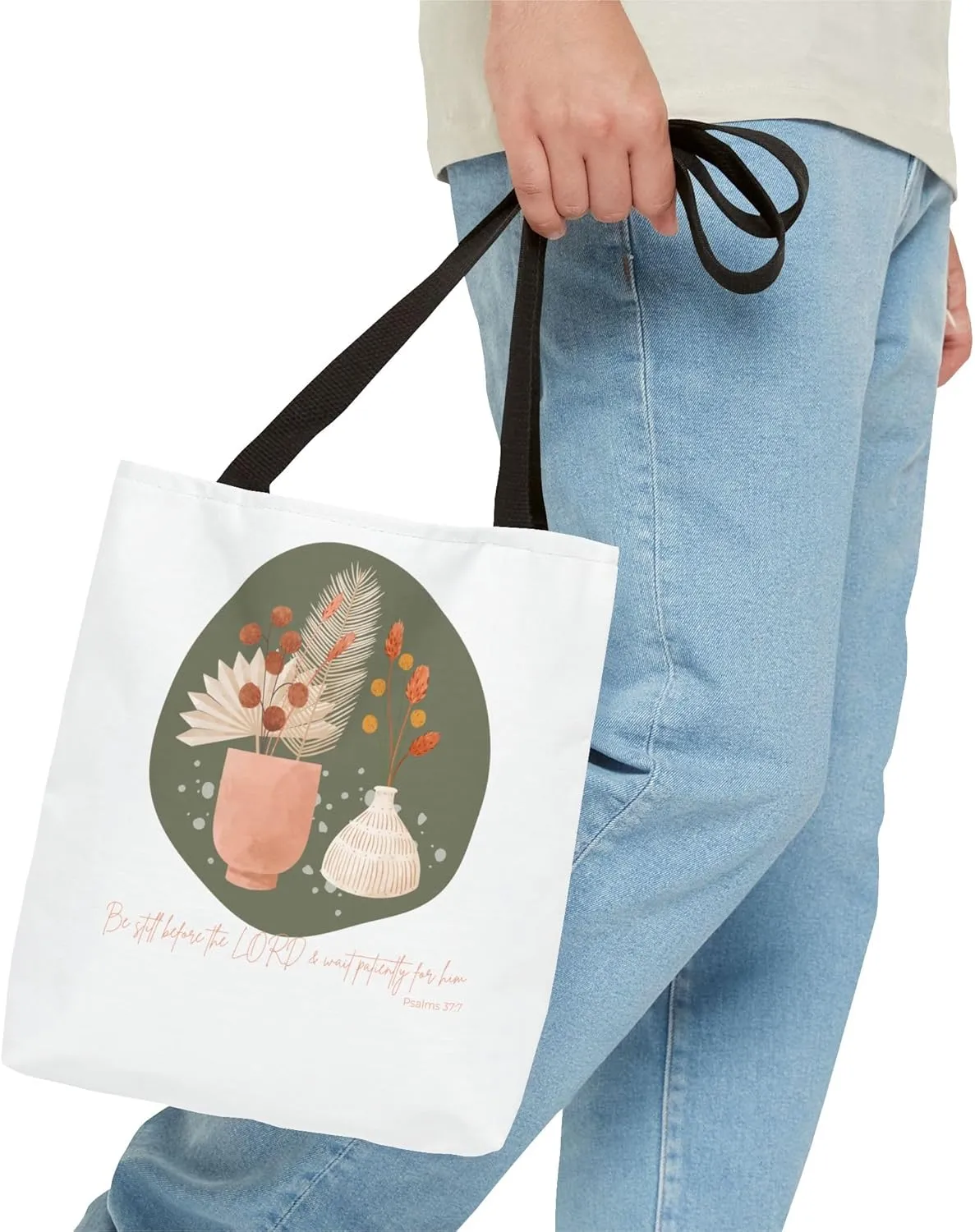 Bible Verse Tote Bag, Scripture Canvas Tote, Religious Carryall, Inspirational Shoulder Bag, Book Bag, Faithful Grocery Tote