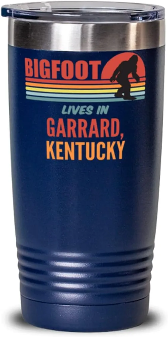 Bigfoot, Bigfoot Lives In Garrard Kentucky Coffee Tumbler 20oz, Blue