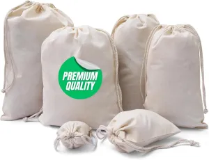 BigLotBags Premium Muslin Bags - 100% Organic Cotton Double Drawstring Premium Quality Eco Friendly Reusable Natural Muslin Bags. Pack of 25 (5 x 8 Inches)