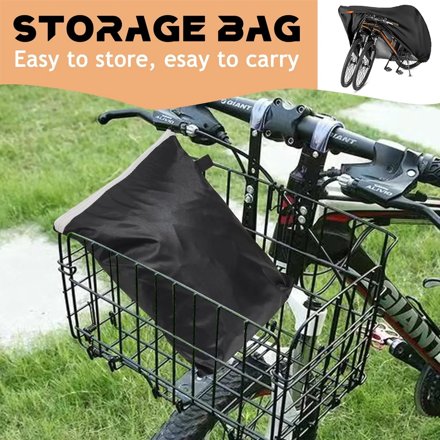 Bike Cover - Fits 3 Bikes, Durable Nylon Fabric, UV Resistant & Dustproof, Outdoor Storage
