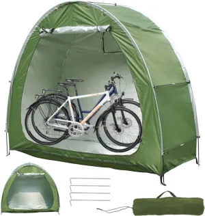 Bike Tent Storage Shed for 2 Bikes Waterproof 210D Oxford Fabric, Outdoor Bicycle Cover Shelter with Window Design, Bike Storage Tent for Home Garden, Green