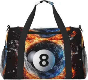 Billiard Ball Fire Water Travel Duffel Bag Tote Bag Sports Gym Bag For Women And Men