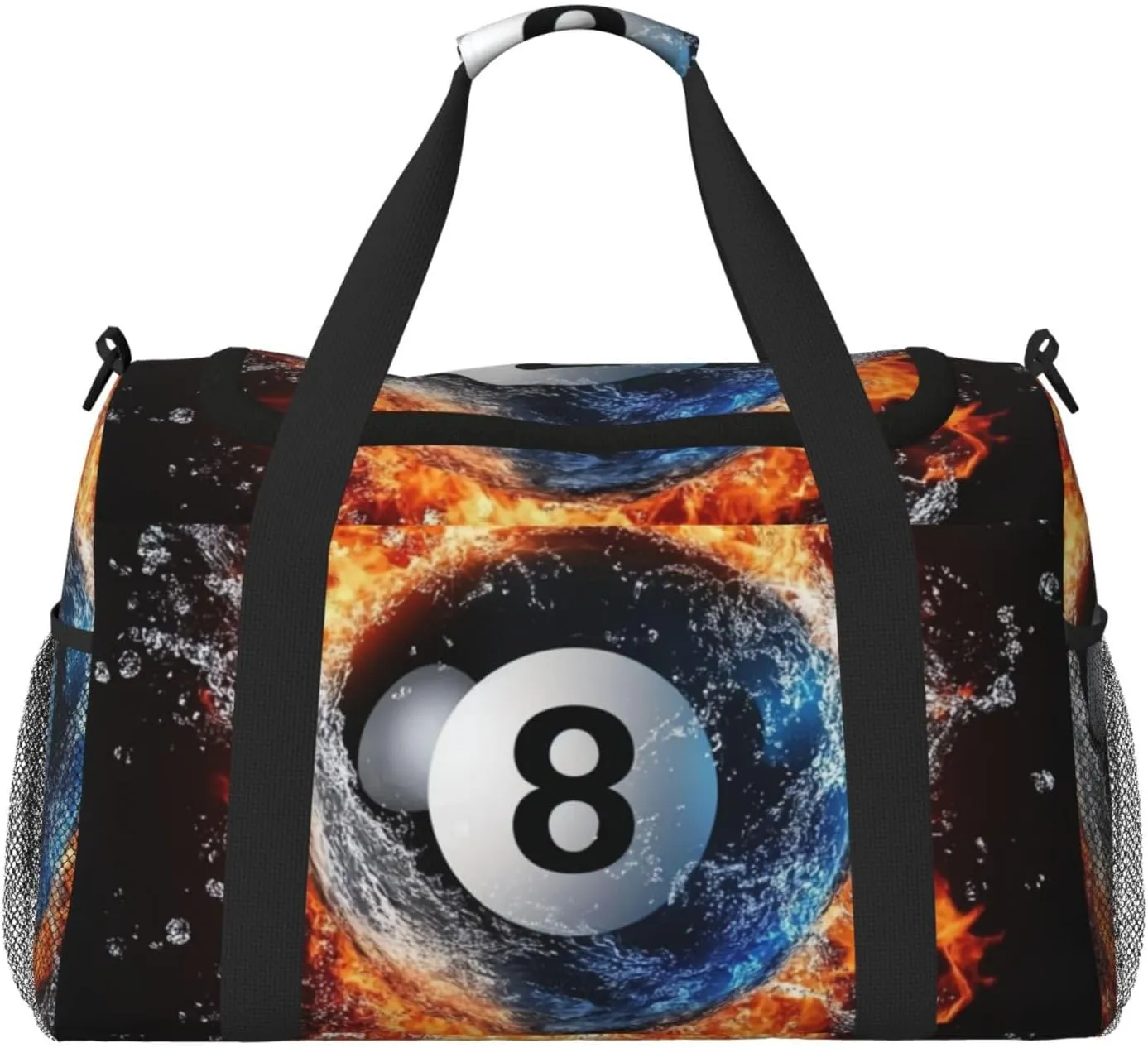 Billiard Ball Fire Water Travel Duffel Bag Tote Bag Sports Gym Bag For Women And Men