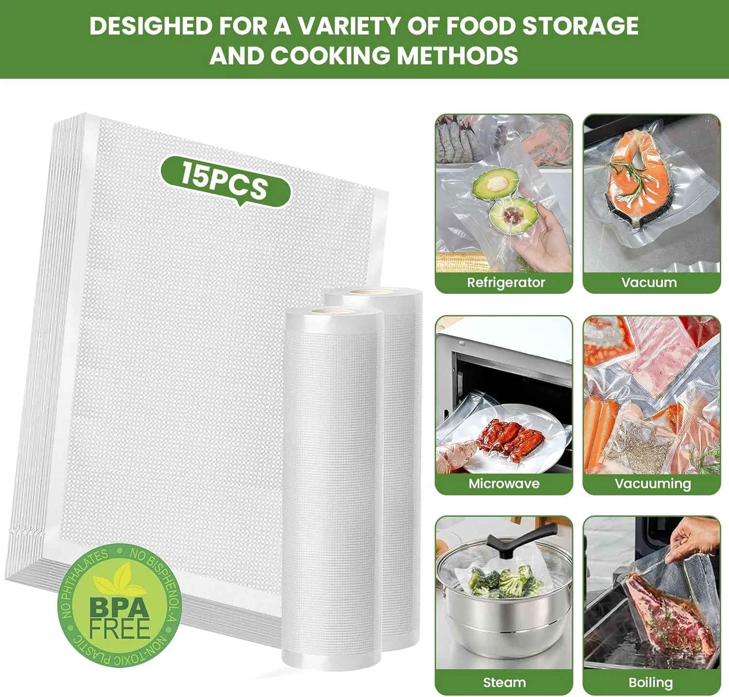 Bio-th Food Vacuum Sealer Machine – Fast & Compact Multi-Functional Vacuum Sealer for Food Storage – Dry & Wet Modes – Includes 15pcs Large Bags (25x30cm)   6 Rolls – Food Saver Vacuum Sealer Machine