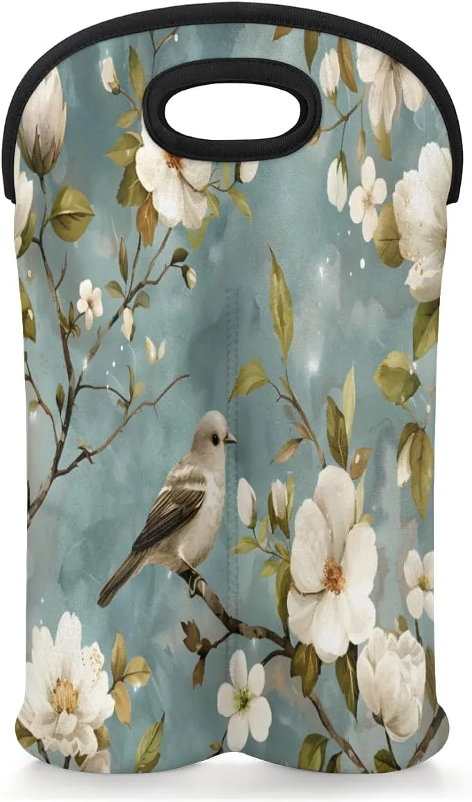 Birds that inhabit Wine Carrier Tote, Neoprene Wine Bag, Holds 2 Bottles, Wine Bottle Holder for Travel, Travel Wine Bag with Safety Carrying Handle.