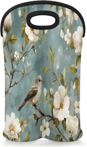 Birds that inhabit Wine Carrier Tote, Neoprene Wine Bag, Holds 2 Bottles, Wine Bottle Holder for Travel, Travel Wine Bag with Safety Carrying Handle.