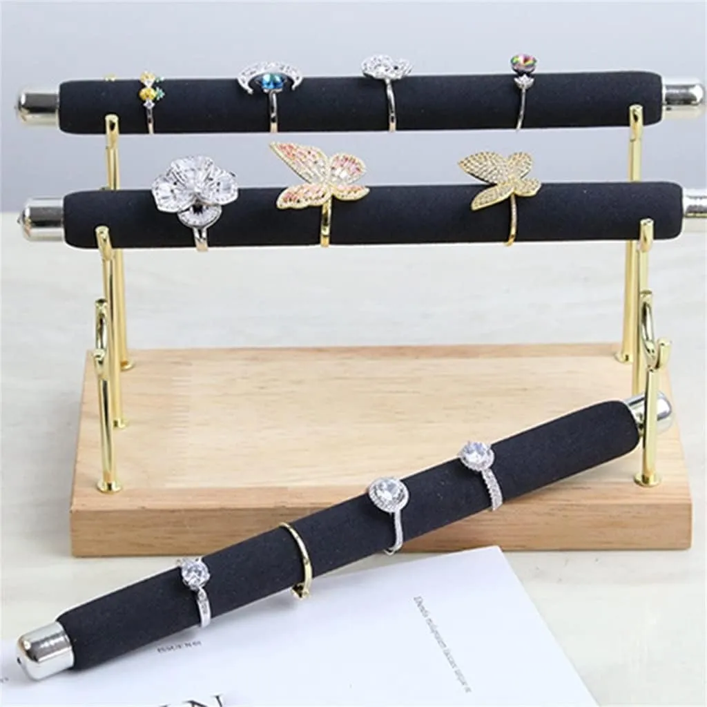 Black Velvet 3 Layer Watch Bracelet Bracelet Jewelry Display Stand Wooden Bracelet Watch Bracelet Storage Rack Stand (Color : B Size : 19 * 10 * 12cm) (A 19 * 10 * 12cm)