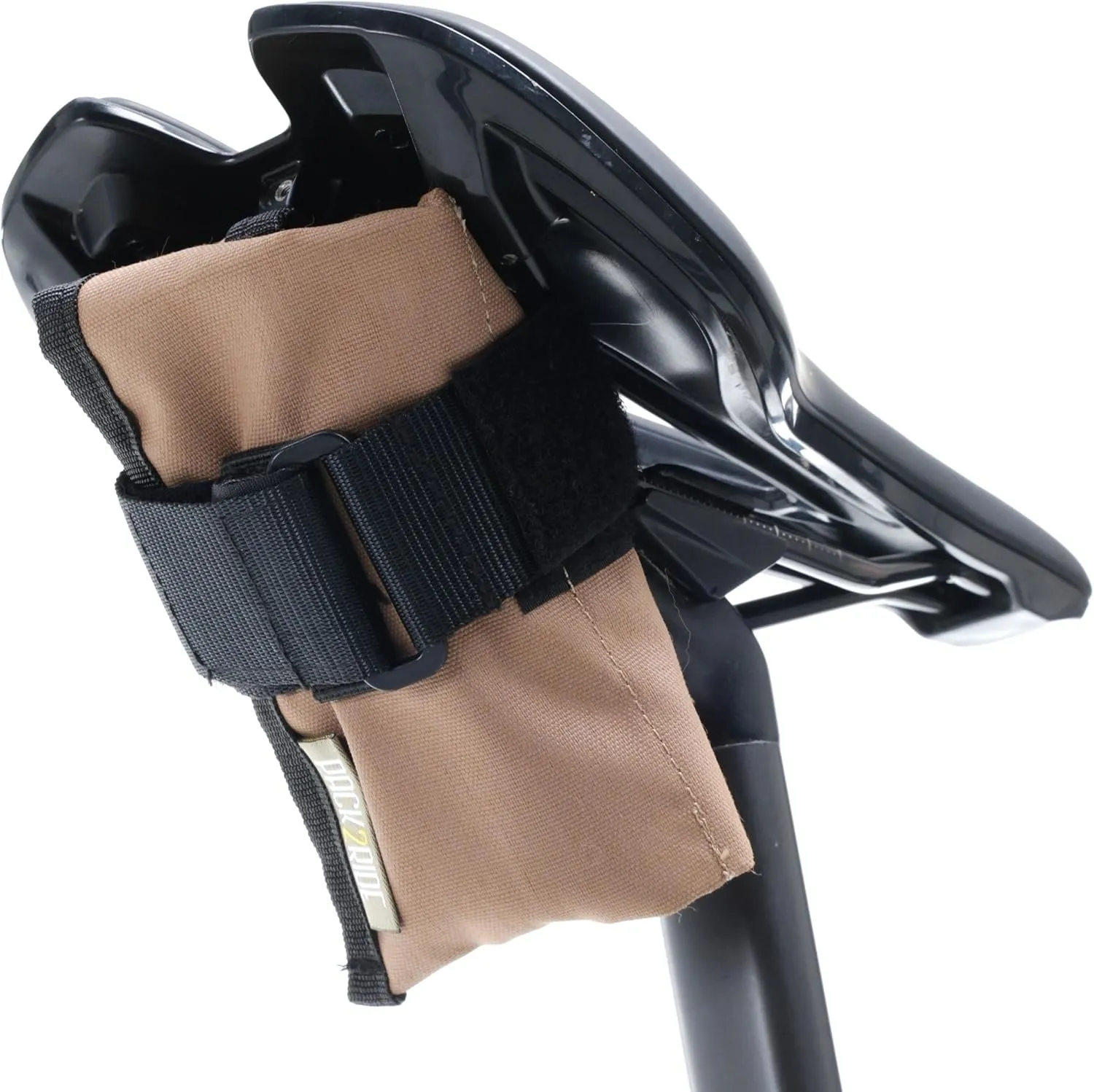 Blossom Bike Saddle Roll Bag - Water Resistant, Durable Cordura Fabric & Bicycle Tool Kit Holder - Under Seat Storage, Bike Pouch, Seat Roll for Road, Gravel Cycling (Tan)