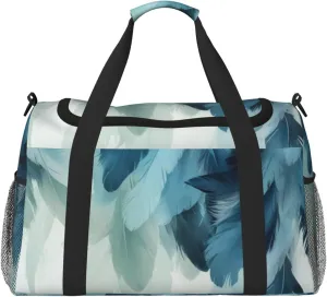 Blue Feathers Travel Duffel Bag Tote Bag Sports Gym Bag For Women And Men