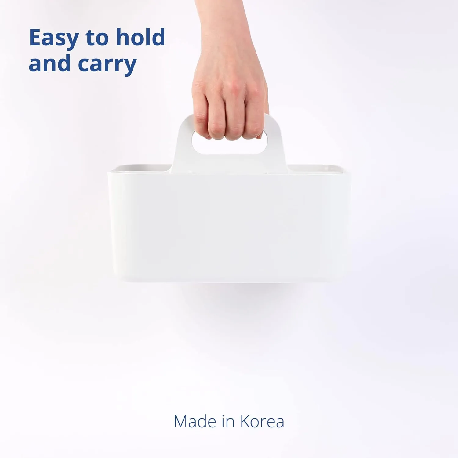 BLUE GINKGO Stackable Organizer Caddy – Korean-Made Portable Tote for Bathroom, Office, Crafts, or School Supplies (Rectangle, White)