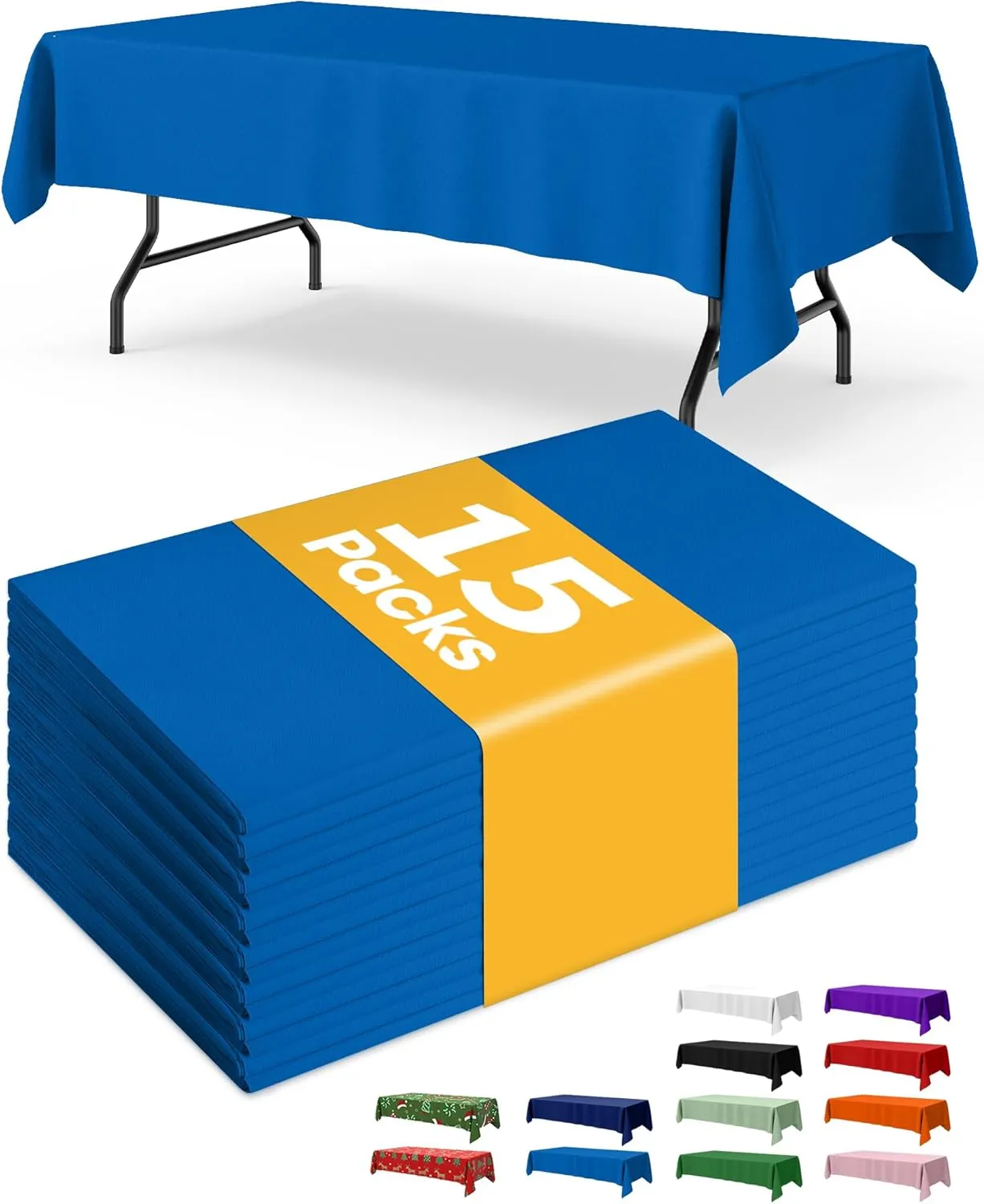 Blue Plastic Table Cloth Rectangle Table 15 Pack, 54''×108'' Tablecloth for Graduation Decorations Class of 2025, Table Cloth for Disposable Use, Table Cover for Holiday Party, Gathering