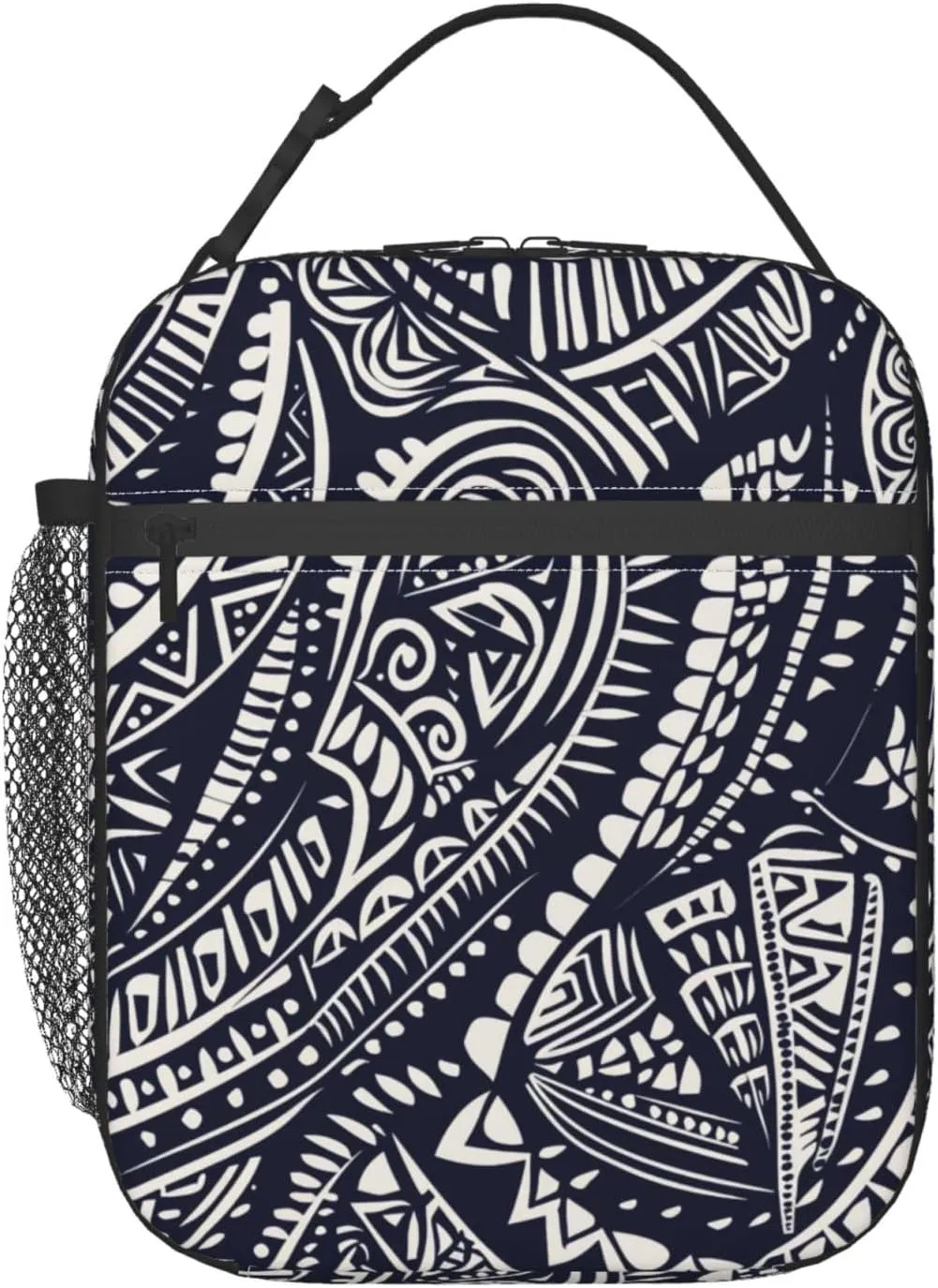 Blue Polynesian Maori Tribal Lunch Bag Lunch Box Lunch Tote Reusable Insulated Cooler Lunch Container For Work Office Picnic Travel-Wine Cup