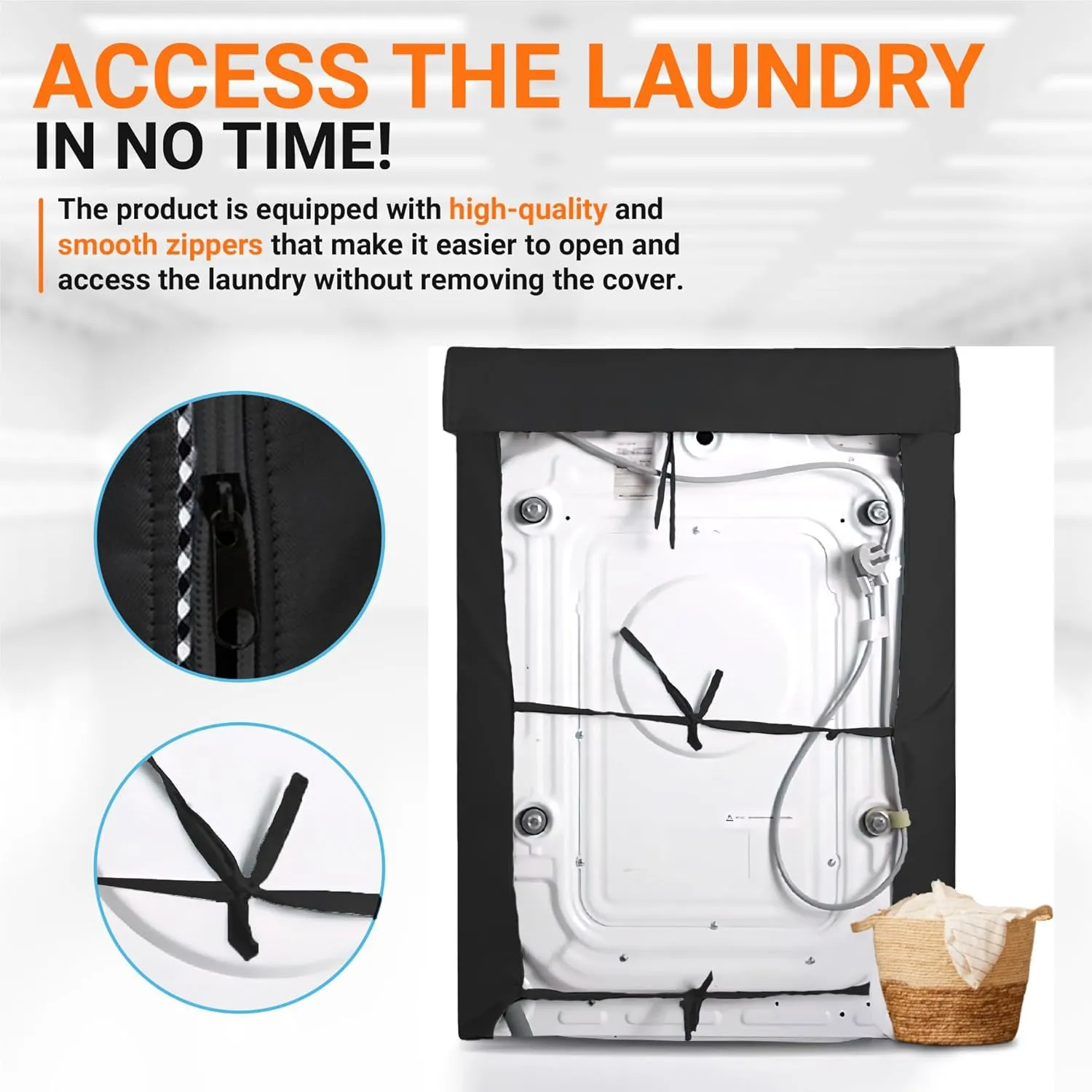 BlueStars 2PCS Washing Machine Covers with Laundry Bag: Perfect For Top-load Washer/Dryer - Premium Outdoor Protection For Most Washer Dryer Cover - W29”x D28”x H43” (Black)