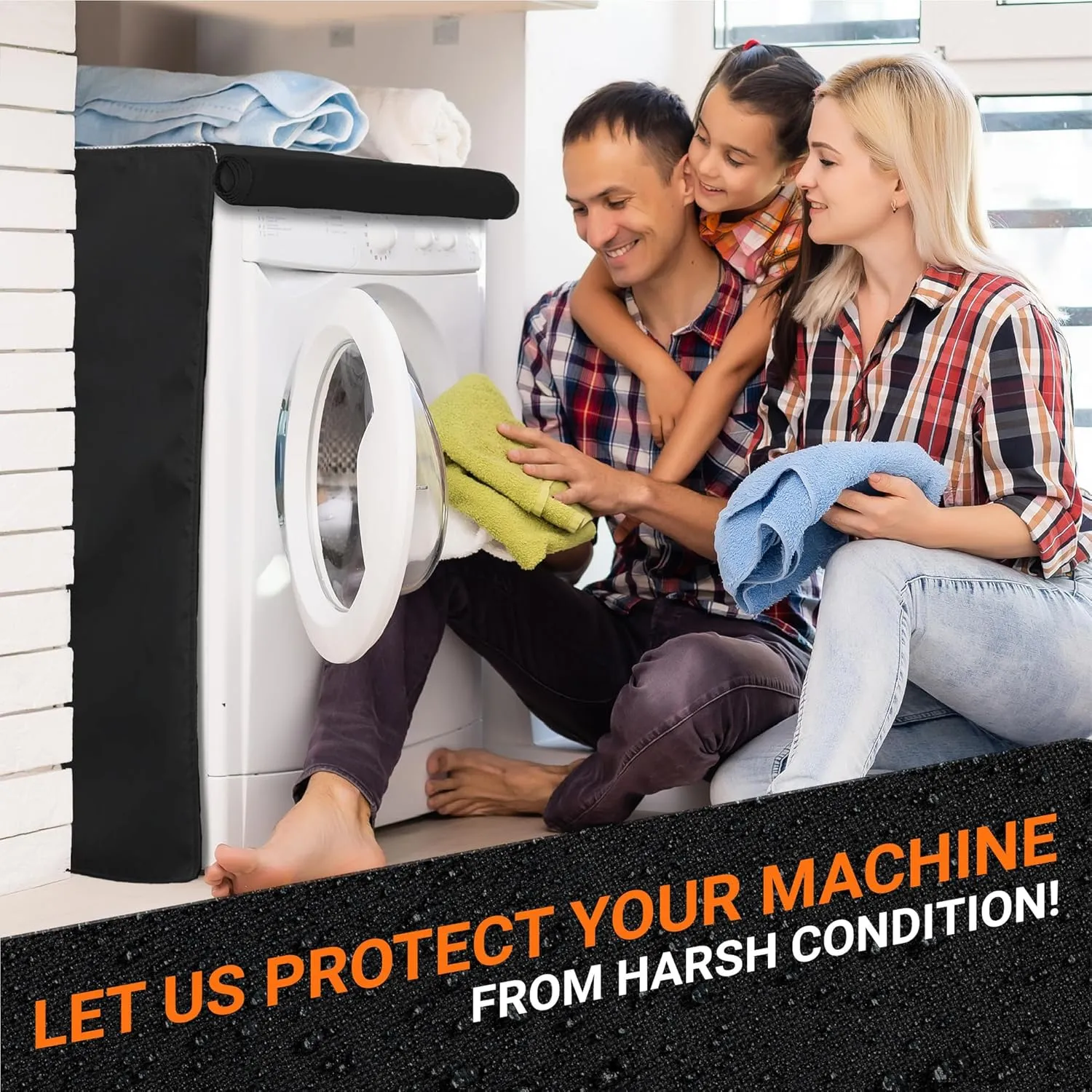 BlueStars 2PCS Washing Machine Covers with Laundry Bag: Perfect For Top-load Washer/Dryer - Premium Outdoor Protection For Most Washer Dryer Cover - W29”x D28”x H43” (Black)
