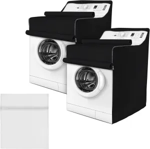 BlueStars 2PCS Washing Machine Covers with Laundry Bag: Perfect For Top-load Washer/Dryer - Premium Outdoor Protection For Most Washer Dryer Cover - W29”x D28”x H43” (Black)