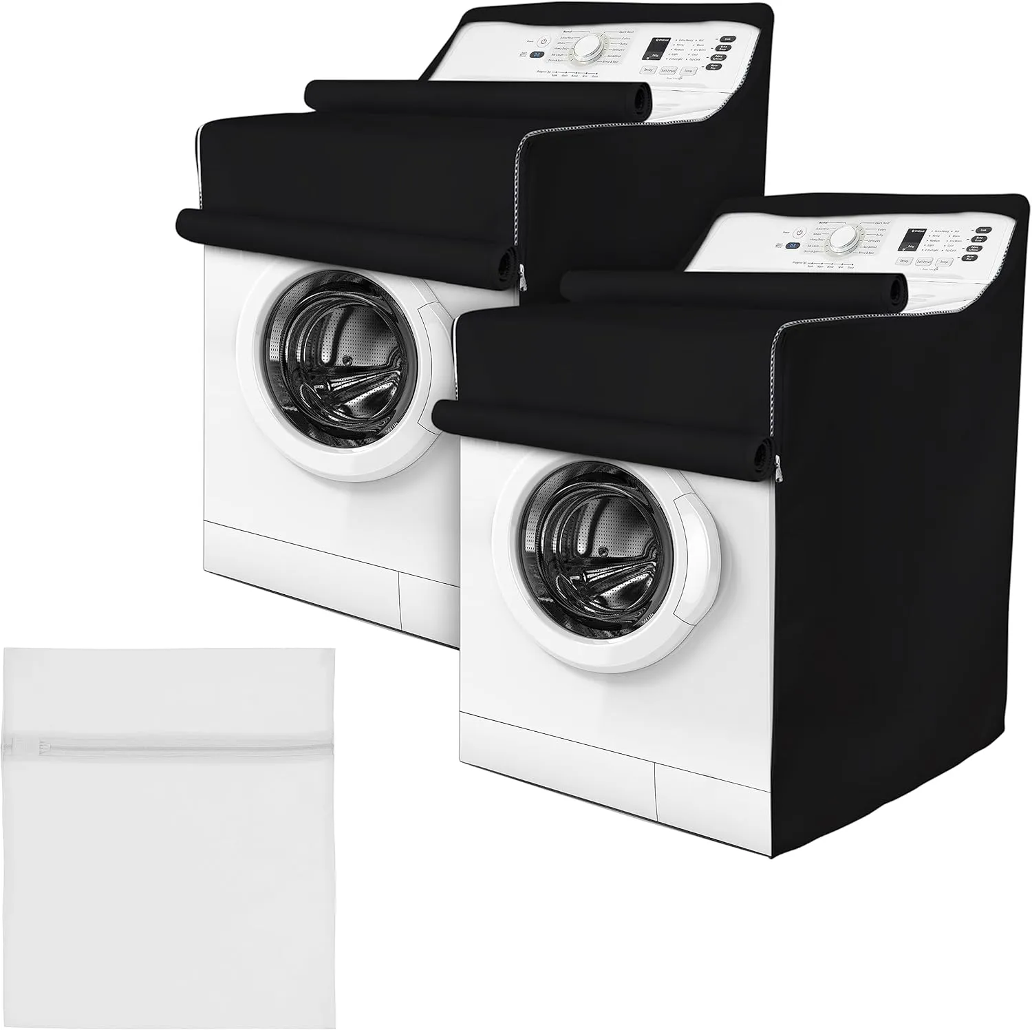 BlueStars 2PCS Washing Machine Covers with Laundry Bag: Perfect For Top-load Washer/Dryer - Premium Outdoor Protection For Most Washer Dryer Cover - W29”x D28”x H43” (Black)