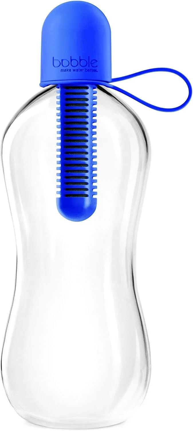 Bobble Classic Water Bottle, Filtered Water, BPA-Free Reusable Bottle, Soft Touch Carry Cap with Replaceable Carbon Filter for Sustainable Water and Hydration 18.5 oz - 2 Pack (Navy Blue)