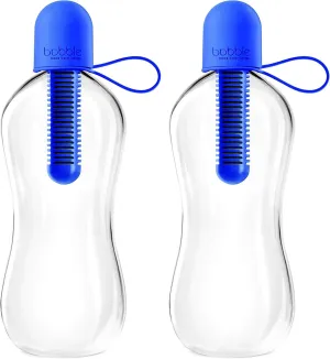 Bobble Classic Water Bottle, Filtered Water, BPA-Free Reusable Bottle, Soft Touch Carry Cap with Replaceable Carbon Filter for Sustainable Water and Hydration 18.5 oz - 2 Pack (Navy Blue)
