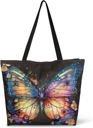 Boho Mandala Lotus Cat Women Paper Tote Bag, Hawaii Cocount Tree Commute Bags, Adorable Puppy Kitten Large Handbag