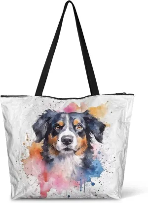 Boho Mandala Lotus Cat Women Paper Tote Bag, Hawaii Cocount Tree Commute Bags, Adorable Puppy Kitten Large Handbag