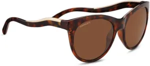 Bolle womens Serengeti Valentina Sunglasses Shiny Red Moss Tortoise Frame/Satin Champagne Gold, Brown, Small