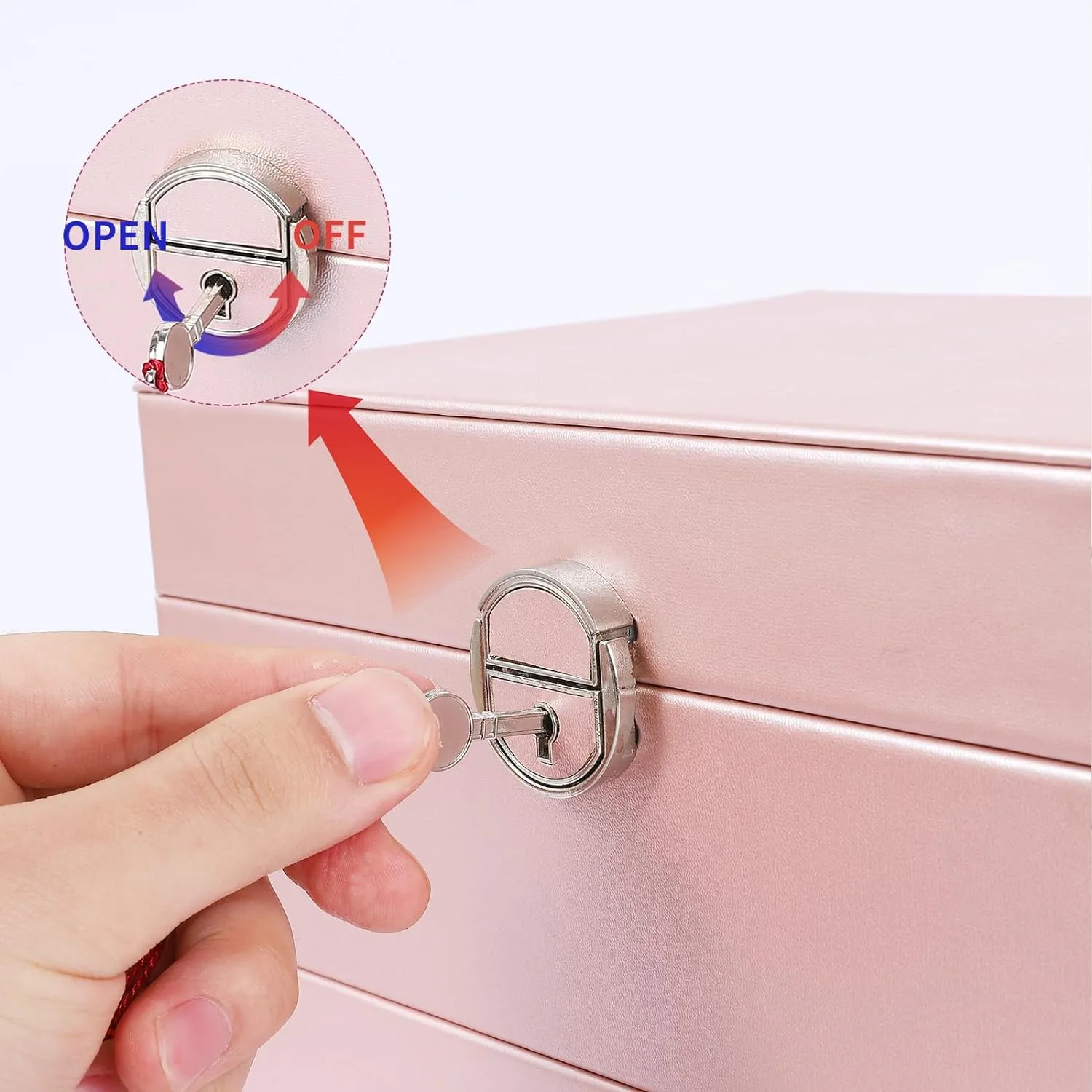 BOOVO Earring Jewelry Box For Women Girl Stud Organizer, 5 Layers Girl Jewelry Organizer Box With Lock Earring Holder Organizer Necklace Ring Jewelry Organizer Box For Girls (rose gold)