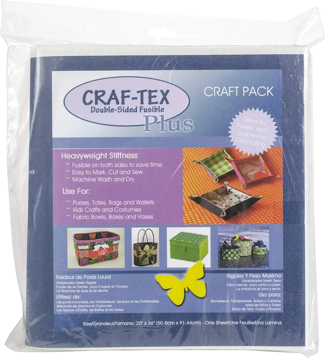 BOSAL Craf-Tex Plus Double-Sided Fusible Foam Craft Pack-20"X36", Multicolor