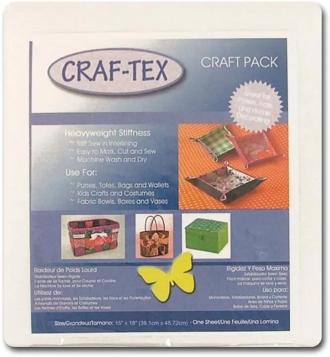 Bosal Craft-Tex Plus Stiff Nonwoven Double-Sided Fusible Notion, White (Packaging May Vary)