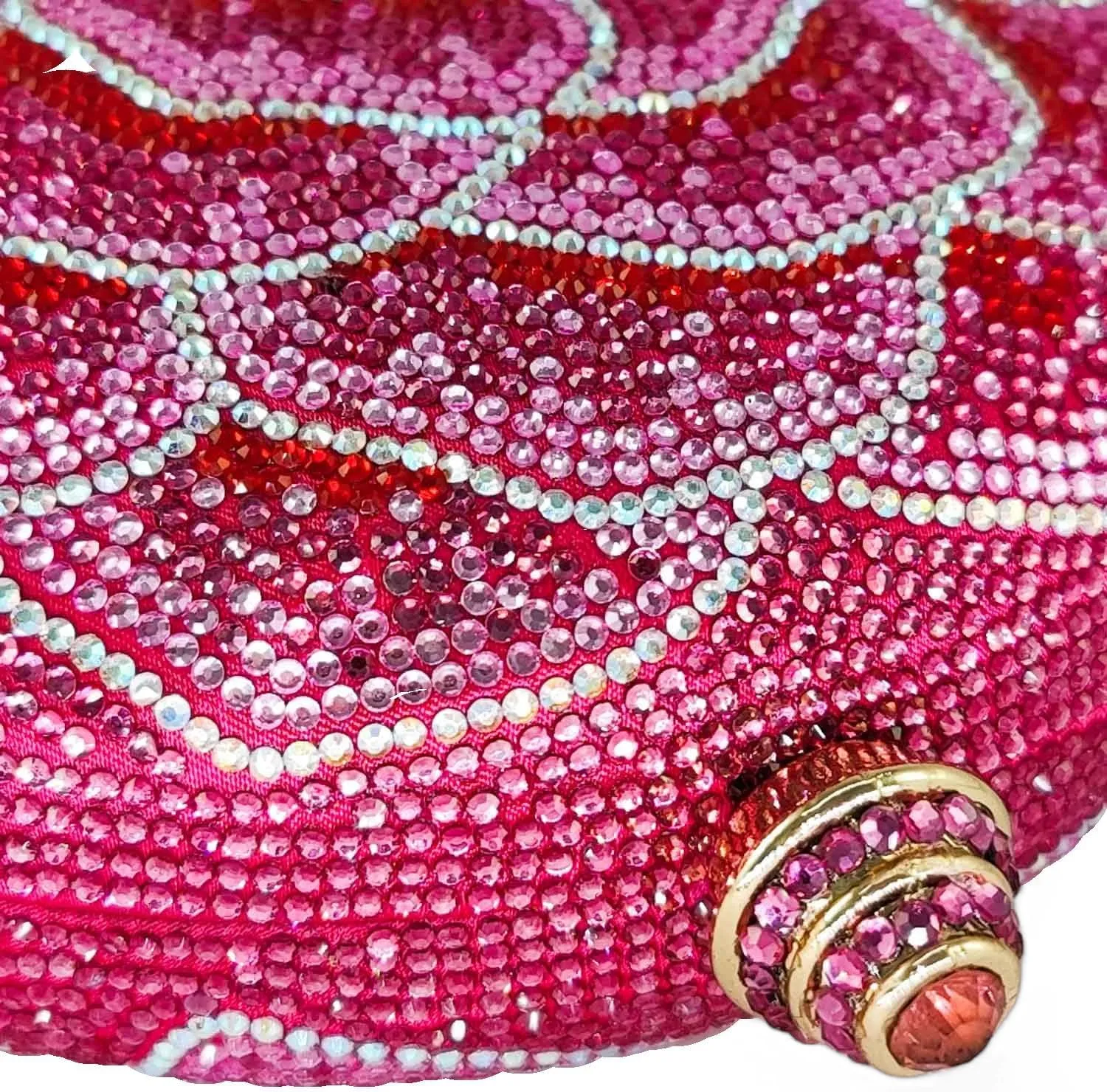 Boutique De FGG Round Flower Clutch Purse Women Rose Crystal Evening Handbag Party Rhinestone Floral Clutch Wedding Bag,Mini