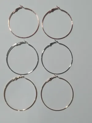 BOX 775 Women's Hoop Earrings (3 pairs)  x 100 packs - BRAND NEW