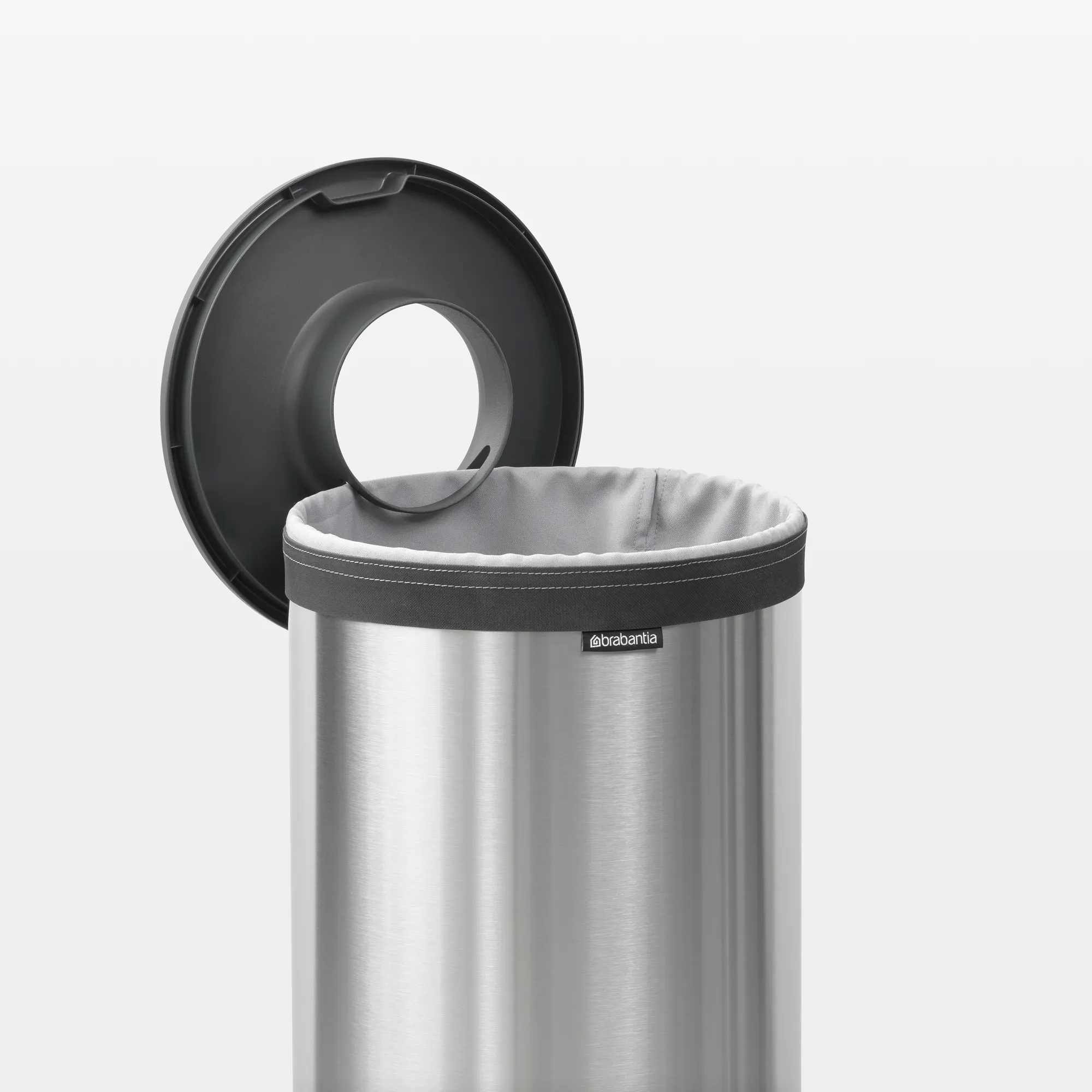 Brabantia Laundry Bin with Inner Removable Lining, Plastic Lid - Matt Steel, 35 Liters