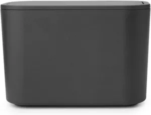 Brabantia MindSet Bathroom Small Trash Caddy (Dark Gray) Hygienic Basin Top Storage Can with Swing Lid for Disposal of Used Cosmetics, Cotton Pads, Cue Tips (4 x 6 x 3)