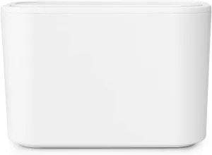 Brabantia Mindset Bathroom Small Trash Caddy (White) Hygienic Basin Top Storage Can with Swing Lid for Disposal of Used Cosmetics, Cotton Pads, Cue Tips (4 x 6 x 3)