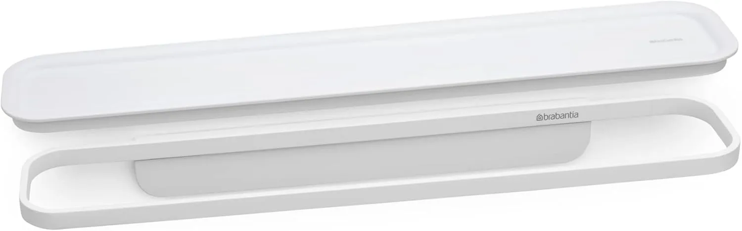 Brabantia MindSet Wall-Mounted Bathroom Shelf/Towel Holder (Mineral Fresh White) Anti-Rust Organization Storage for Toothbrush Holder, Cosmetics, Soap (1.7 x 16.5 x 3.4)