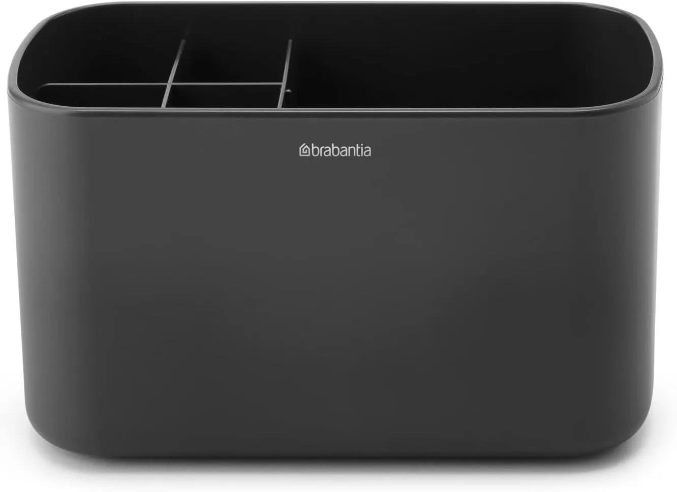 Brabantia ReNew Bathroom Caddy (Dark Grey) - Compartments for Toothbrushes, Toothpaste, Soap etc - Nonslip Base and Drainage Holes