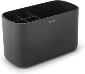 Brabantia ReNew Bathroom Caddy (Dark Grey) - Compartments for Toothbrushes, Toothpaste, Soap etc - Nonslip Base and Drainage Holes