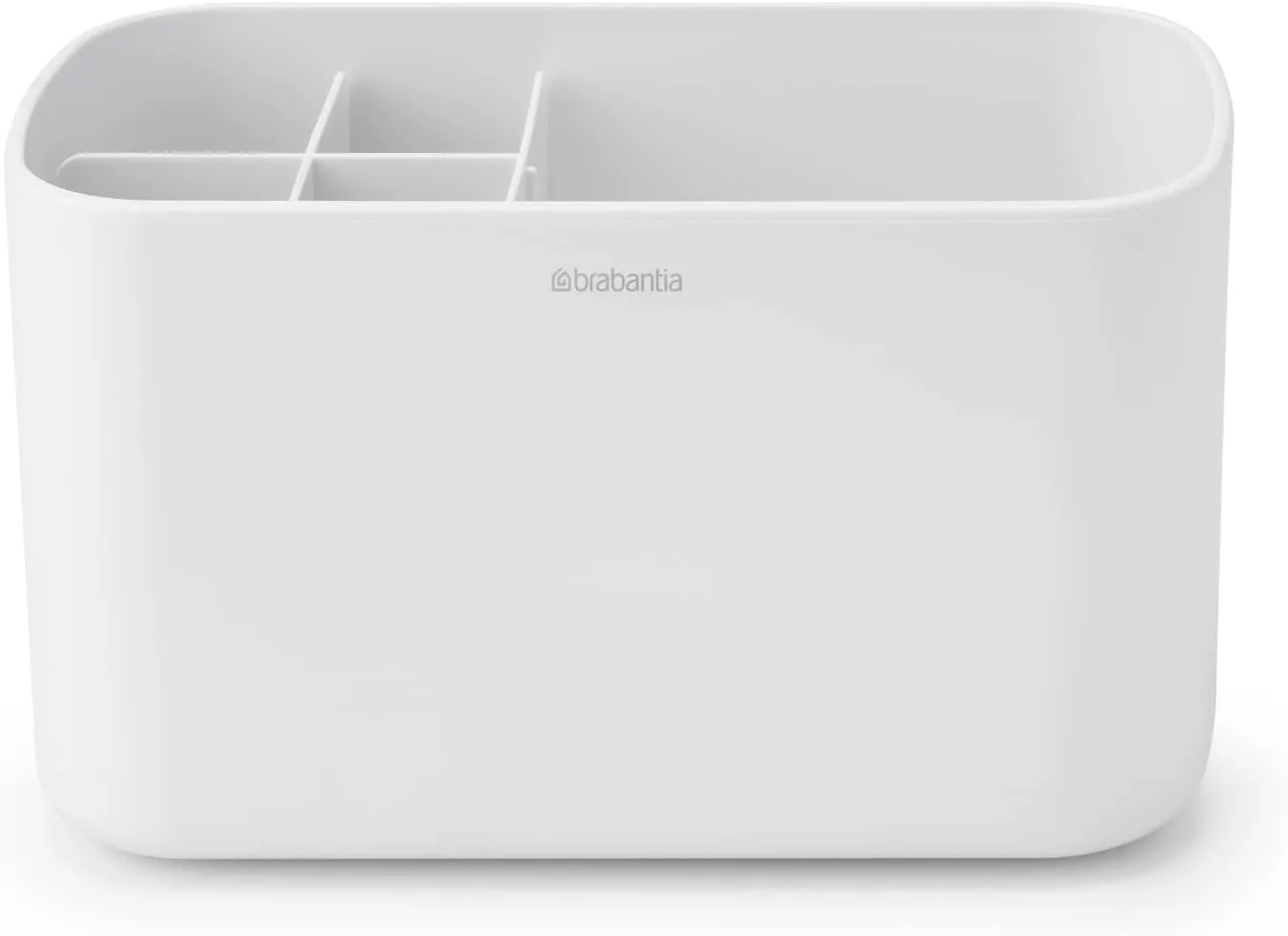 Brabantia ReNew Bathroom Caddy (White) - Compartments for Toothbrushes, Toothpaste, Soap etc - Nonslip Base and Drainage Holes