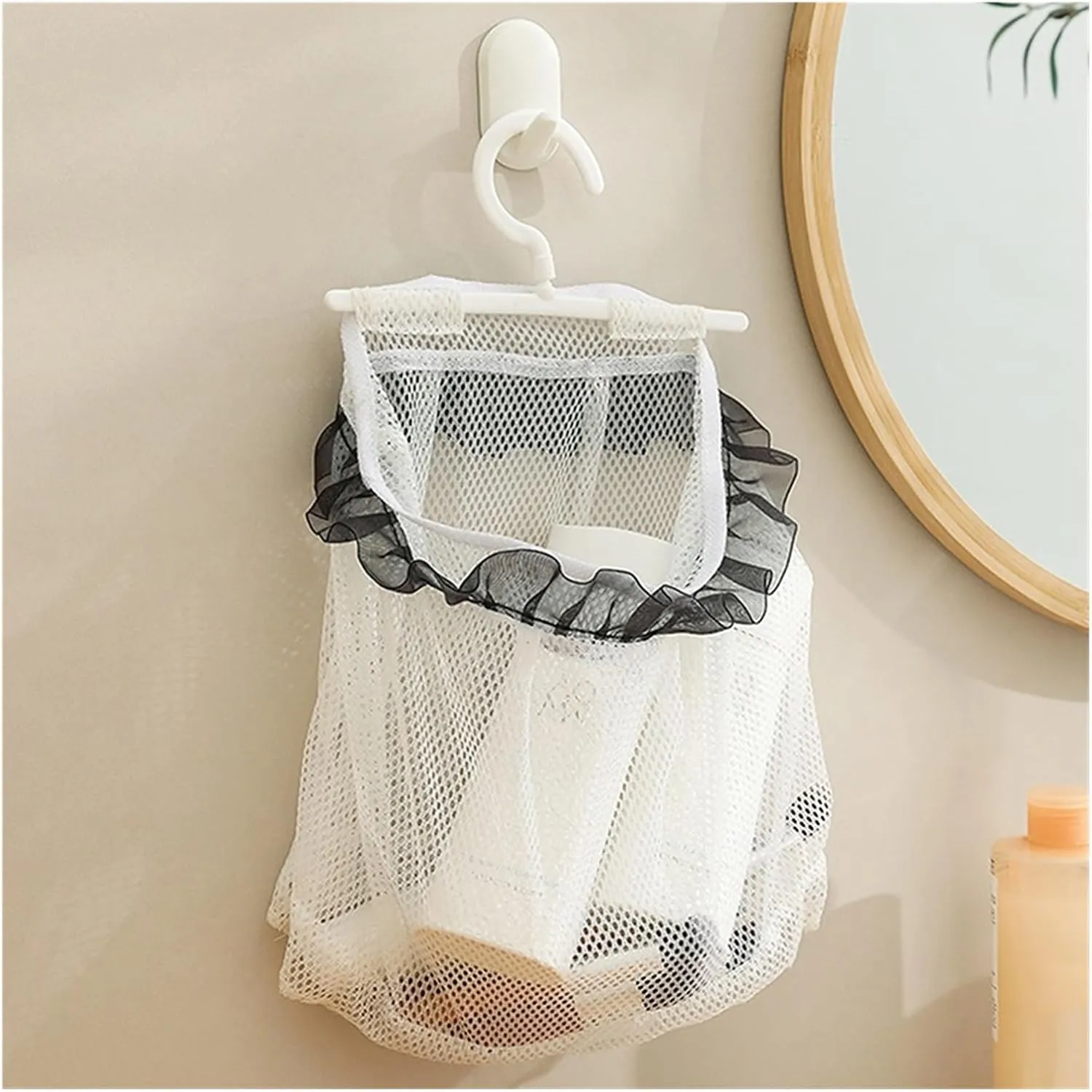 Breathable Mesh Hanging Bag Clothes Pin Holder with Hook Washable Clothespin Peg Storage Undergarment Laundry for Laundry(Type 2)