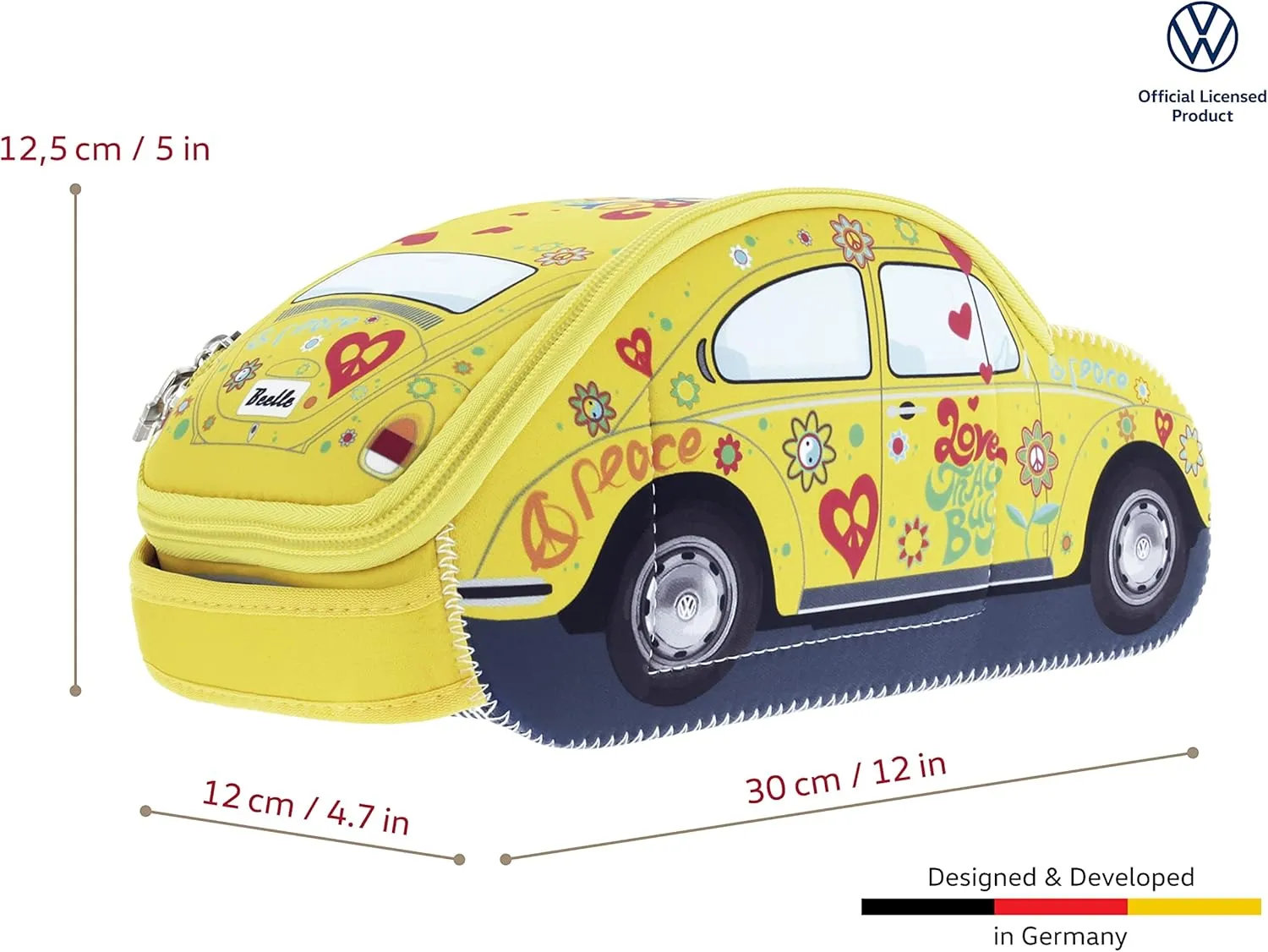BRISA VW Collection - Volkswagen Neoprene Universal Bag for Makeup, Travel, Cosmetics in Beetle Bug Design